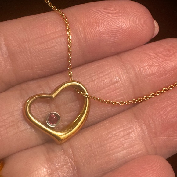 K18 Japan Gold heart Necklace 40cm - Picture 7 of 10